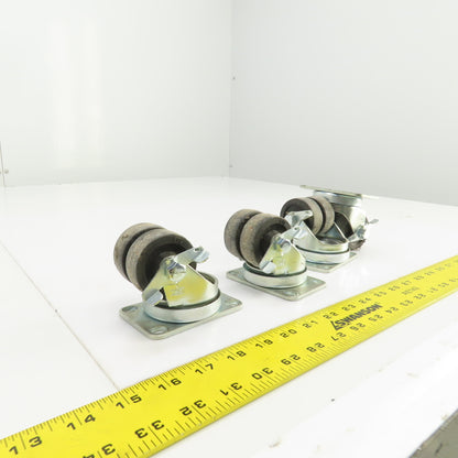 EDL 175 LBS Cap Plate Mount Dual Wheel Swivel Casters 2" W/Lock Lot Of 4