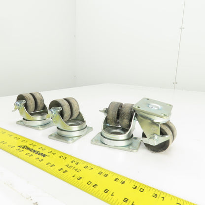 EDL 175 LBS Cap Plate Mount Dual Wheel Swivel Casters 2" W/Lock Lot Of 4