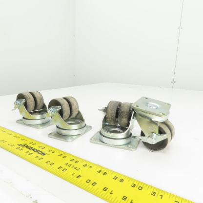 EDL 175 LBS Cap Plate Mount Dual Wheel Swivel Casters 2" W/Lock Lot Of 4