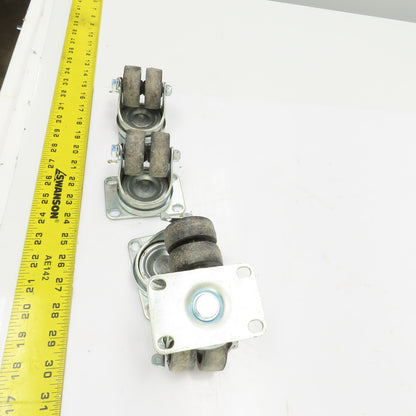 EDL 175 LBS Cap Plate Mount Dual Wheel Swivel Casters 2" W/Lock Lot Of 4