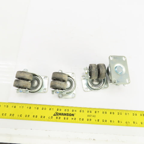 EDL 175 LBS Cap Plate Mount Dual Wheel Swivel Casters 2" W/Lock Lot Of 4