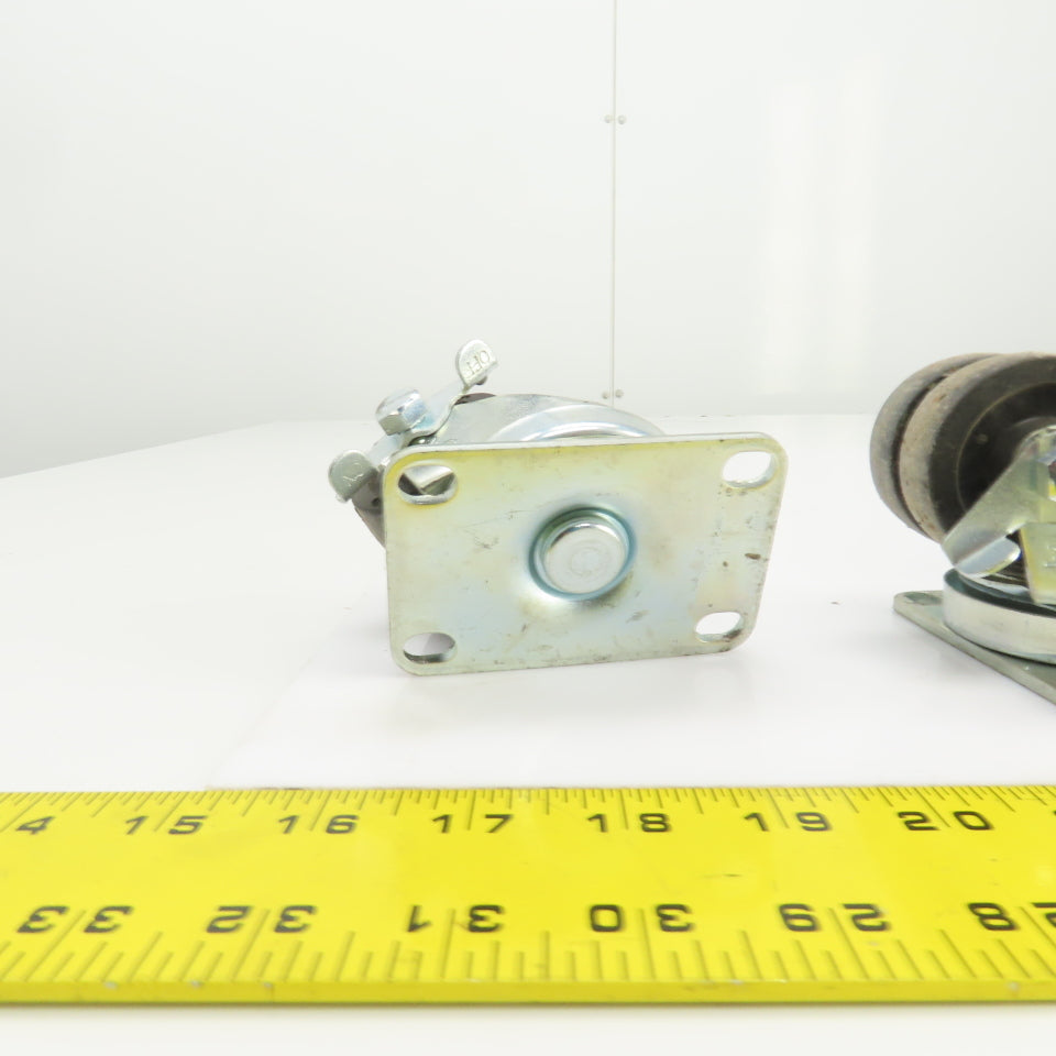 EDL 175 LBS Cap Plate Mount Dual Wheel Swivel Casters 2" W/Lock Lot Of 4