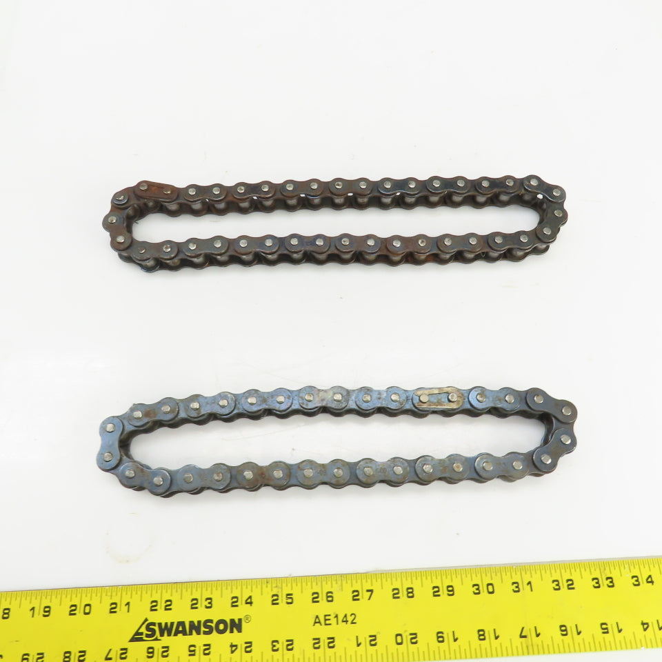 No. 60  Single Strand Riveted Roller Chain 13" & 15" Lot Of 2