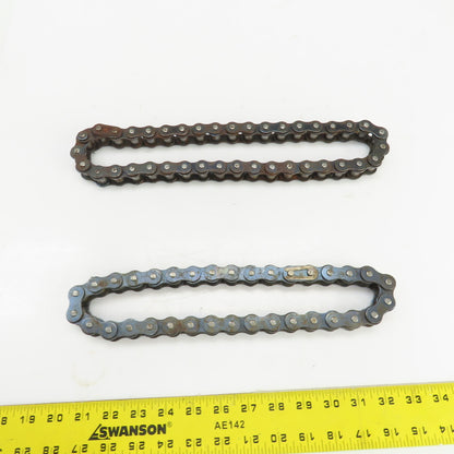 No. 60  Single Strand Riveted Roller Chain 13" & 15" Lot Of 2
