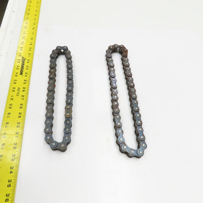 No. 60  Single Strand Riveted Roller Chain 13" & 15" Lot Of 2