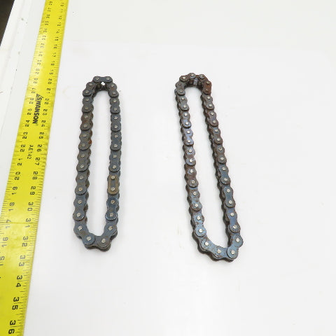 No. 60  Single Strand Riveted Roller Chain 13" & 15" Lot Of 2