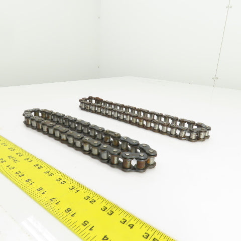 No. 60  Single Strand Riveted Roller Chain 13" & 15" Lot Of 2