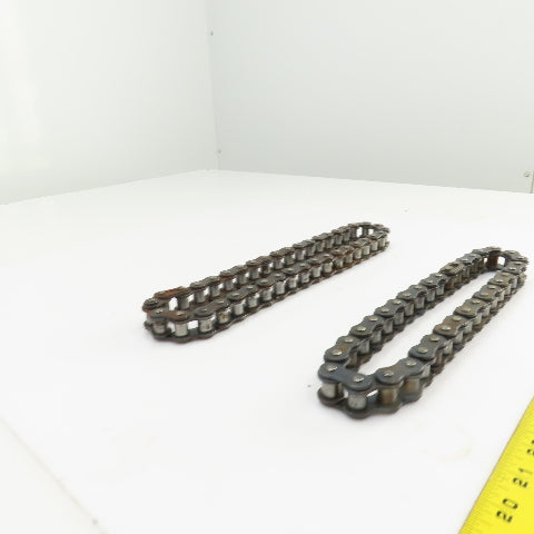 No. 60  Single Strand Riveted Roller Chain 13" & 15" Lot Of 2