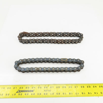 No. 60  Single Strand Riveted Roller Chain 13" & 15" Lot Of 2