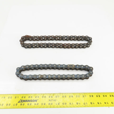 No. 60  Single Strand Riveted Roller Chain 13" & 15" Lot Of 2