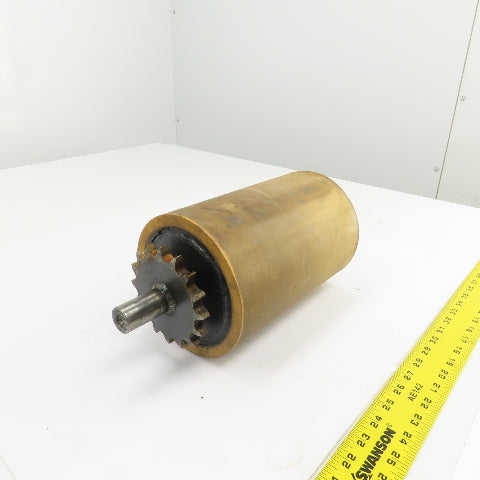 Chain Driven Rubber Clad Power Conveyor Roller 9" W Face Width 6" OD 15" OAL