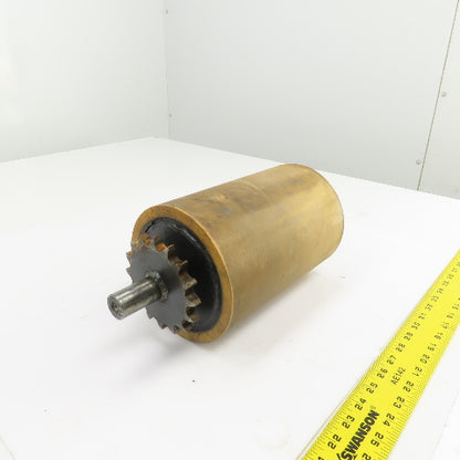 Chain Driven Rubber Clad Power Conveyor Roller 9" W Face Width 6" OD 15" OAL