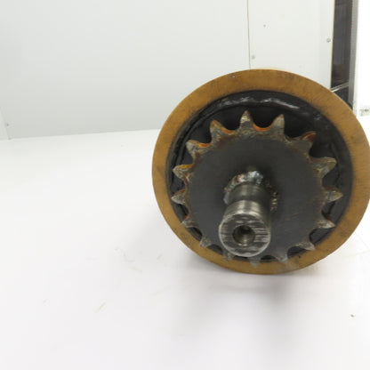 Chain Driven Rubber Clad Power Conveyor Roller 9" W Face Width 6" OD 15" OAL