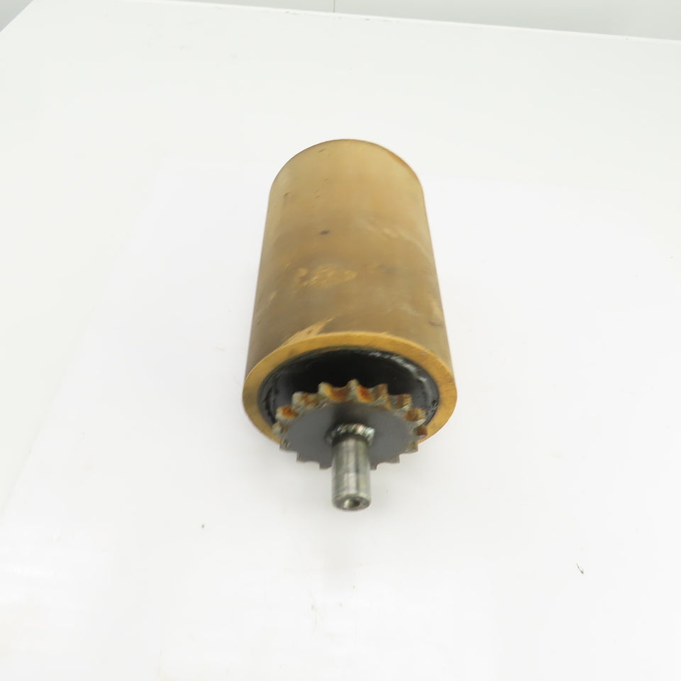 Chain Driven Rubber Clad Power Conveyor Roller 9" W Face Width 6" OD 15" OAL