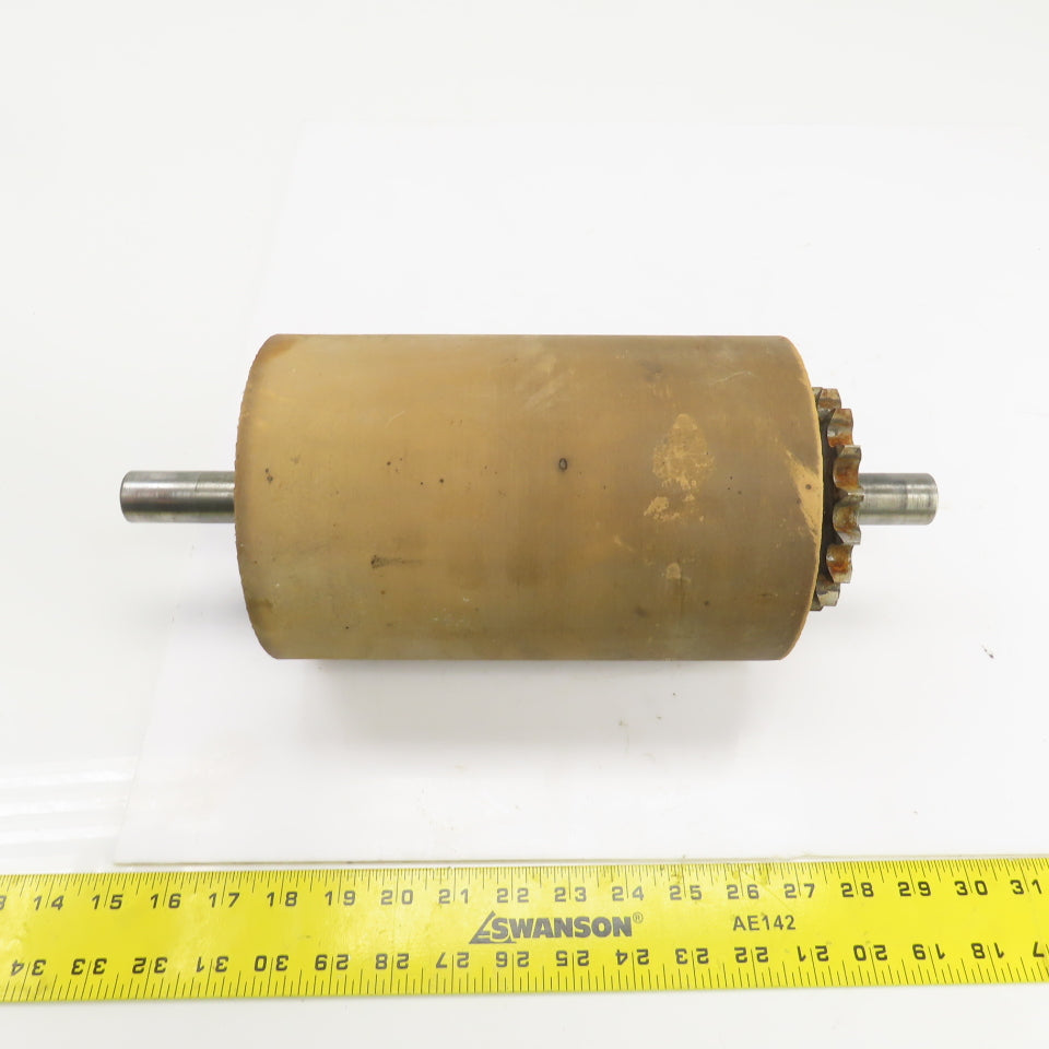 Chain Driven Rubber Clad Power Conveyor Roller 9" W Face Width 6" OD 15" OAL