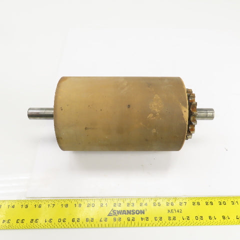 Chain Driven Rubber Clad Power Conveyor Roller 9" W Face Width 6" OD 15" OAL