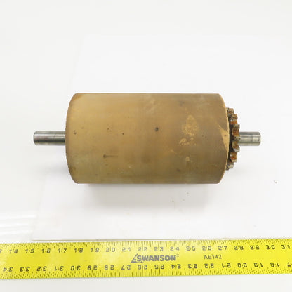 Chain Driven Rubber Clad Power Conveyor Roller 9" W Face Width 6" OD 15" OAL