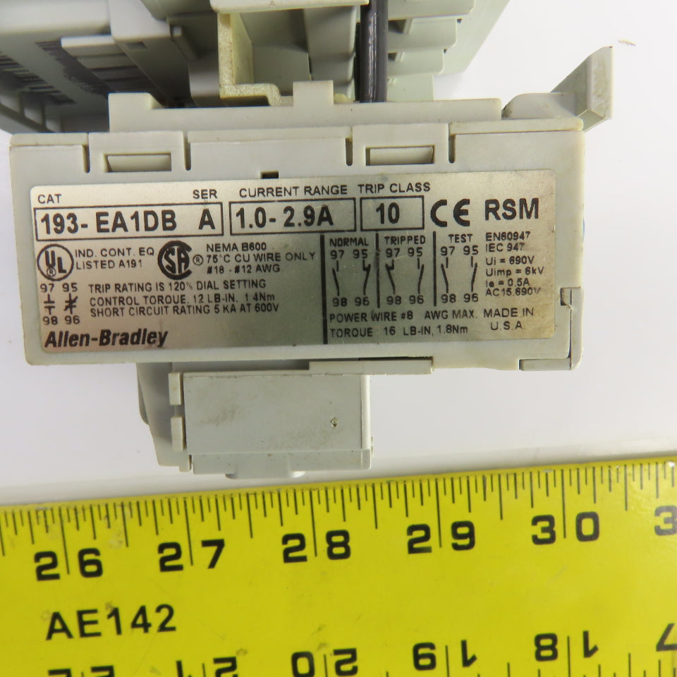 Allen Bradley 100-C09*10 600V Contactor 120V Coil W/193-EA1DB Overload Relay