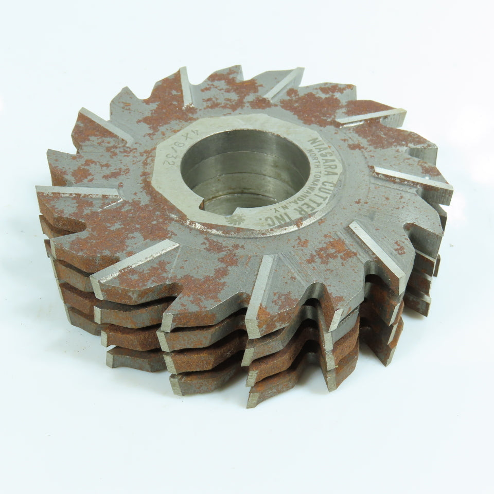Niagara 4" x 7/16" Side Mill Cutter 1-1/4" Arbor Staggered 18 Tooth Lot/4