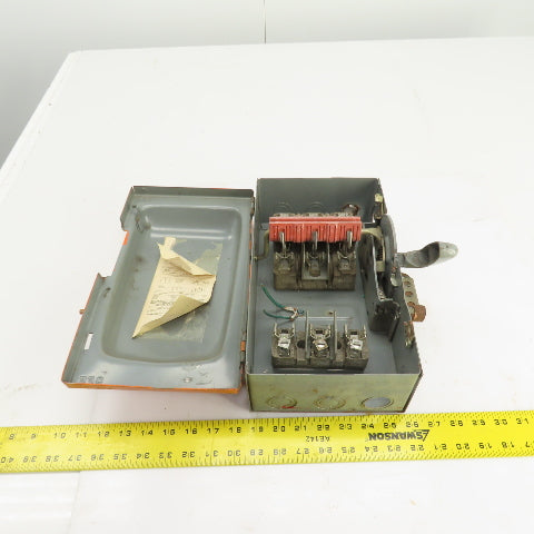 Square D H36 30A Single Thow Fusible Safety Disconnect Switch 600VAC 5-20HP