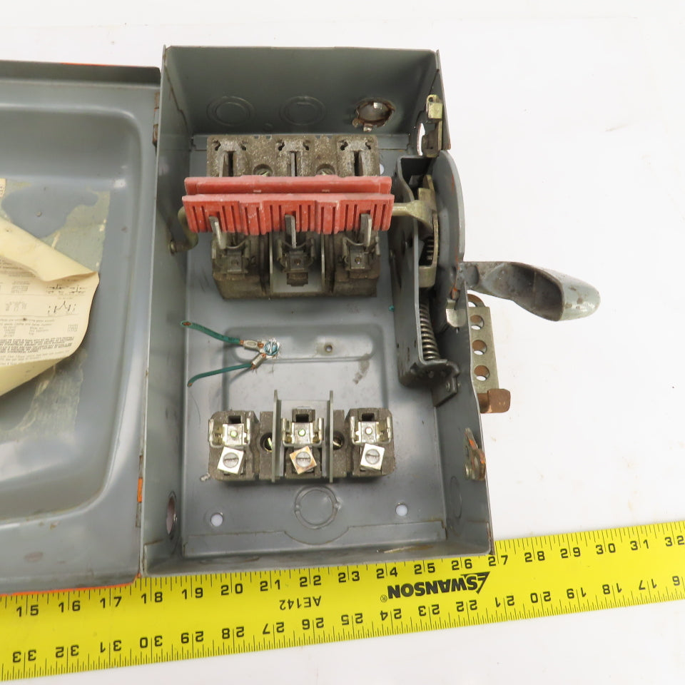 Square D H36 30A Single Thow Fusible Safety Disconnect Switch 600VAC 5-20HP
