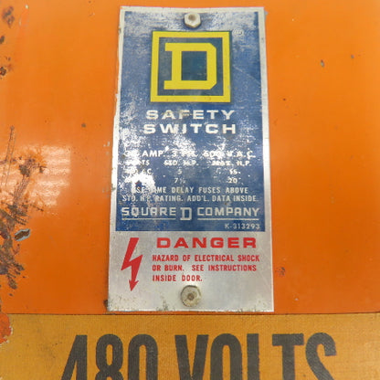 Square D H36 30A Single Thow Fusible Safety Disconnect Switch 600VAC 5-20HP