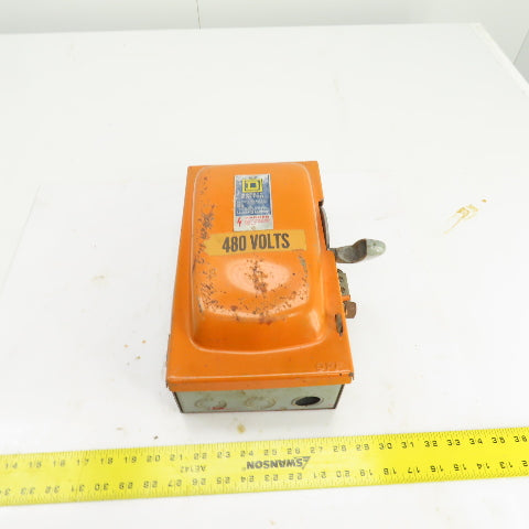 Square D H36 30A Single Thow Fusible Safety Disconnect Switch 600VAC 5-20HP