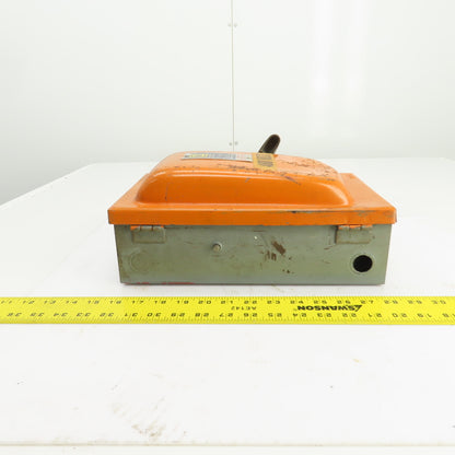 Square D H36 30A Single Thow Fusible Safety Disconnect Switch 600VAC 5-20HP