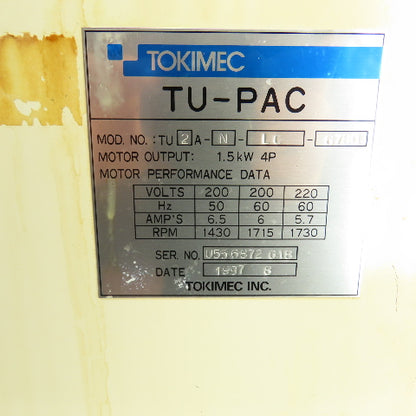Tokimec TU2A-N-LC 6780 1.5kW 6 Gallon Hydraulic Power Unit 200-220V 6-5.7A 3PH