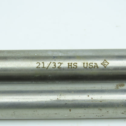 Cleveland & Chicago 21/32" Chucking Reamer 8 Flute 9/16" Shank 9" OAL Lot of 2