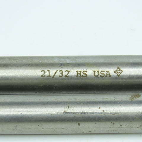 Cleveland & Chicago 21/32" Chucking Reamer 8 Flute 9/16" Shank 9" OAL Lot of 2