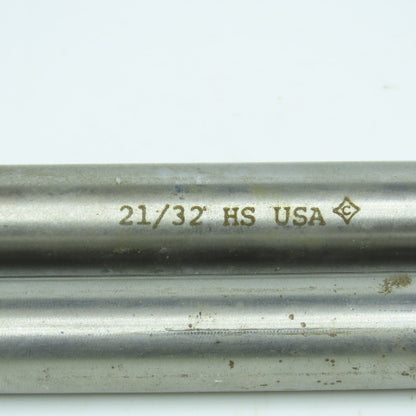 Cleveland & Chicago 21/32" Chucking Reamer 8 Flute 9/16" Shank 9" OAL Lot of 2