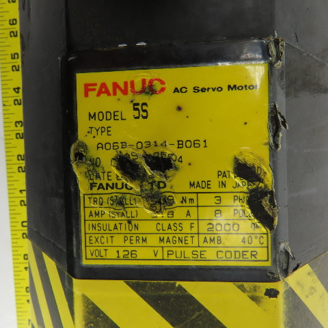Fanuc A06B-0314-B061 5S AC Servo Motor 2000RPM 126V 3PH  W/Pulse Coder