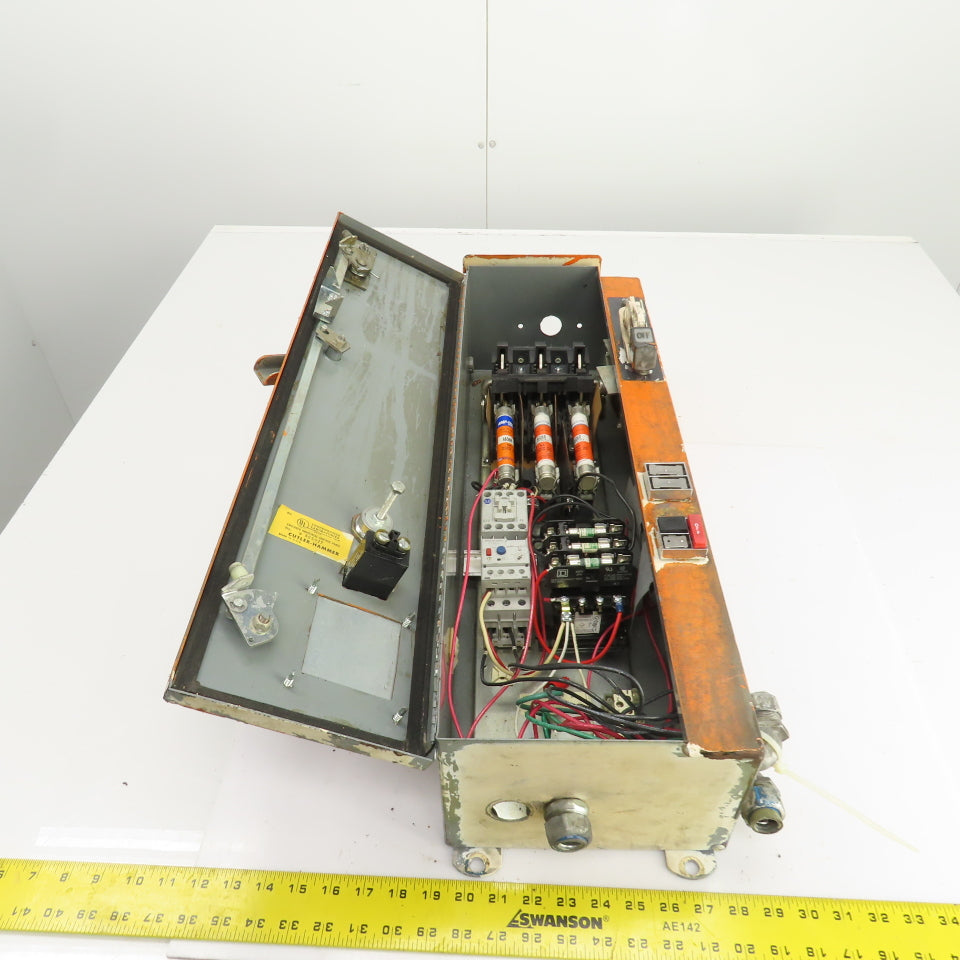 Square D 27A Motor Starter Enclosure 600V 120V Coil W/Disconnect