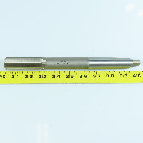 Morse 31/32" Chucking Reamer Straight 8 Flute MT3 Shank 2-5/8" LOC 10" OAL
