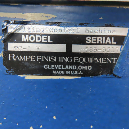 Rampe TC-1 V Conical Tilting Abrasive Media Tumbler 480V 3Ph 12" x 17"D Barrel