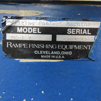 Rampe TC-1 V Conical Tilting Abrasive Media Tumbler 480V 3Ph 12" x 17"D Barrel