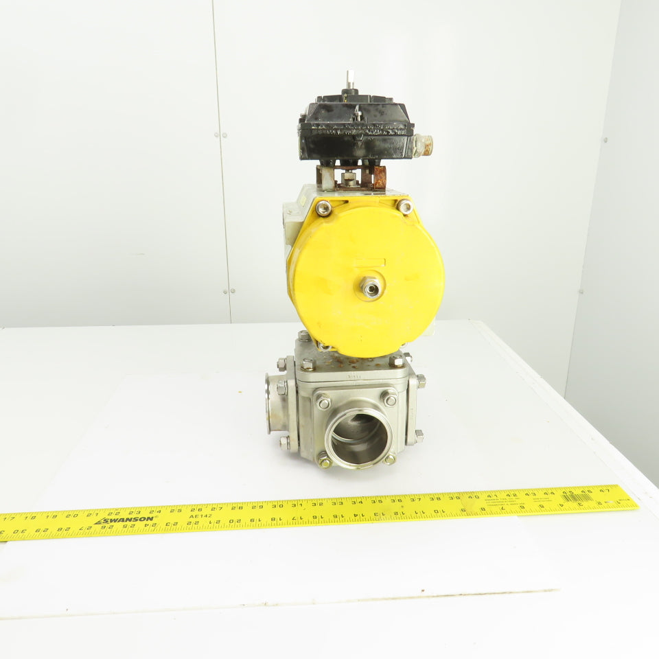 Sonic Torque Pneumatic Valve Actuator W/Sharpe 3 Way Sanitary Valve & FMYB-5220