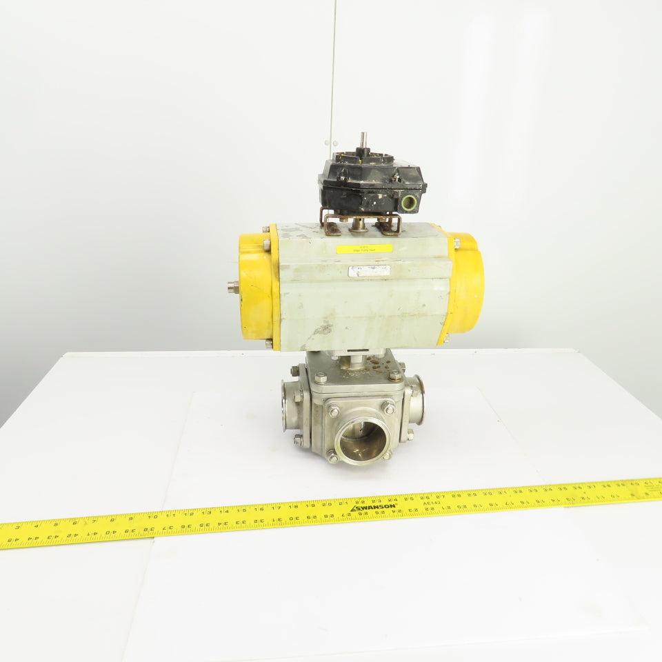 Sonic Torque Pneumatic Valve Actuator W/Sharpe 3 Way Sanitary Valve & FMYB-5220