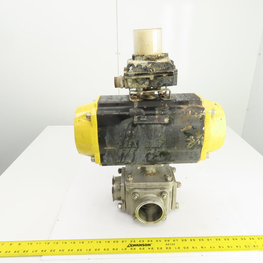 Sharpe Pneumatic Valve Actuator W/Sharpe 4 Way Stainless Steel Valve