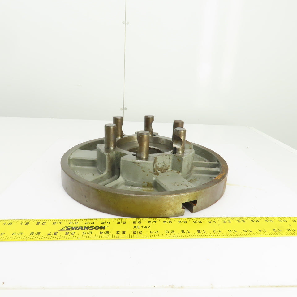 D1-8 Camlock 6 Pin Lathe Spindle Mounting Plate 15" OD W/1-1/4" T-Slots