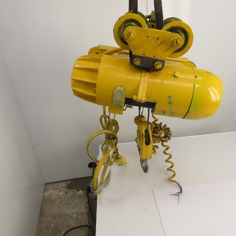 P & H Ziplift 1 Ton Electric Cable Hoist 460V 3PH 15' Lift 13/4FPM W/Trolley