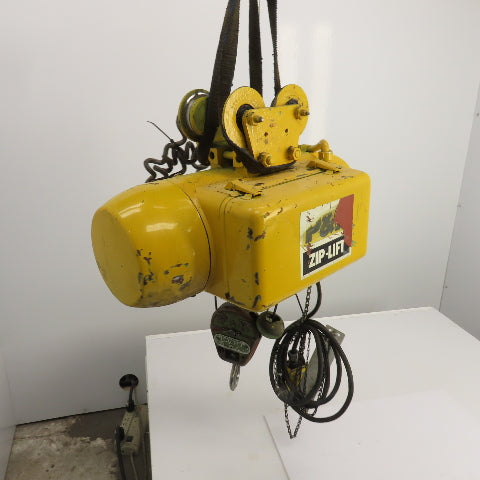 P & H Ziplift 1/2 Ton Electric Cable Hoist 460V 3PH 15' Lift 20FPM W/Trolley