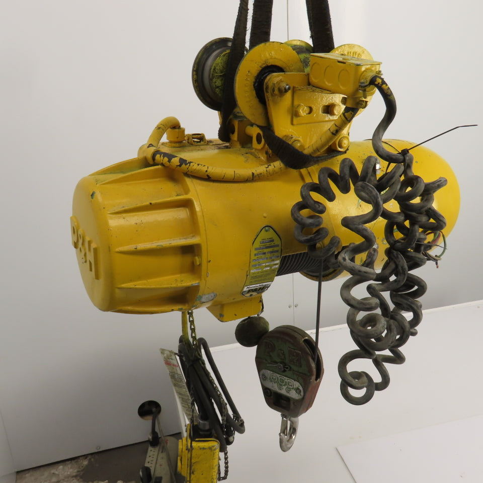 P & H Ziplift 1/2 Ton Electric Cable Hoist 460V 3PH 15' Lift 20FPM W/Trolley