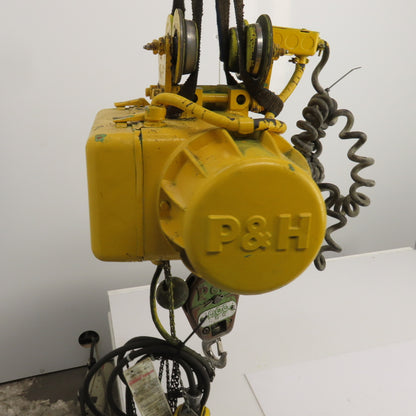 P & H Ziplift 1/2 Ton Electric Cable Hoist 460V 3PH 15' Lift 20FPM W/Trolley