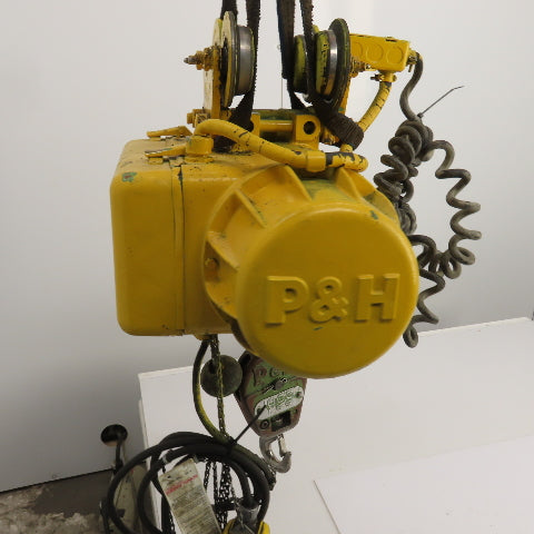 P & H Ziplift 1/2 Ton Electric Cable Hoist 460V 3PH 15' Lift 20FPM W/Trolley