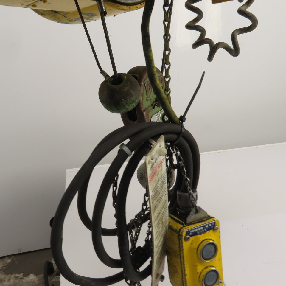 P & H Ziplift 1/2 Ton Electric Cable Hoist 460V 3PH 15' Lift 20FPM W/Trolley