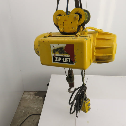 P & H Ziplift 1/2 Ton Electric Cable Hoist 460V 3PH 15' Lift 20FPM W/Trolley