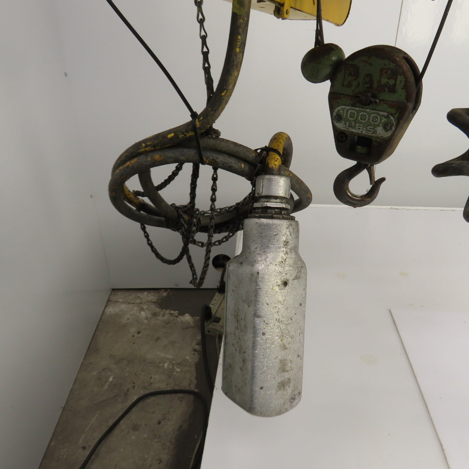 P & H Ziplift 1/2 Ton Electric Cable Hoist 460V 3PH 15' Lift 7/20FPM W/Trolley
