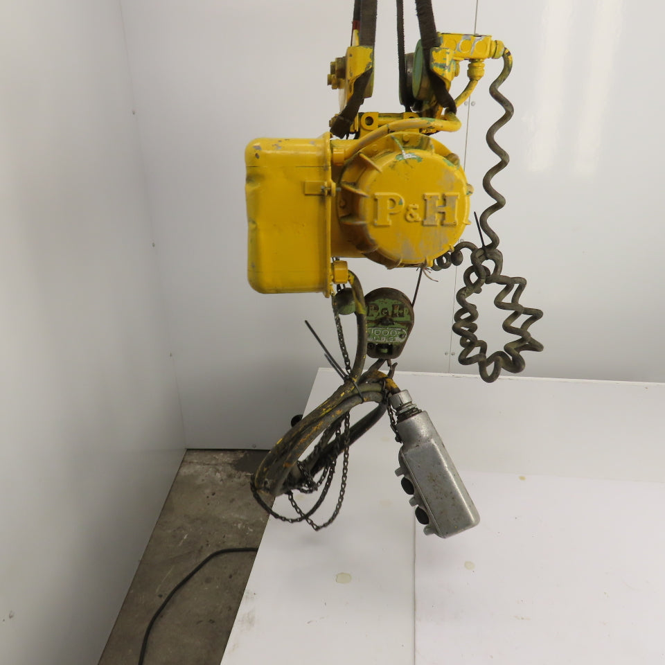 P & H Ziplift 1/2 Ton Electric Cable Hoist 460V 3PH 15' Lift 7/20FPM W/Trolley